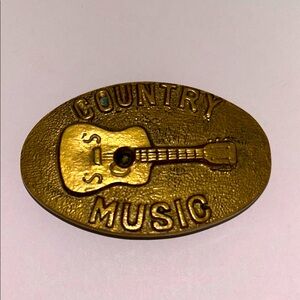 S S SOLID BRASS COUNTRY MUSIC BELT BUCKLE 1978